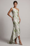 Light Green One Shoulder Floral Long Mermaid Mother of the Bride Dress