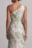 Light Green One Shoulder Floral Long Mermaid Mother of the Bride Dress