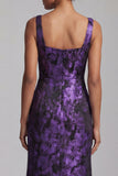 Dark Purple Mermaid Ruched Floral Long Mother of the Bride Dress with Slit