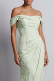 Light Green Mermaid Off The Shoulder Long Mother of the Bride Dress with Slit