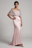 Off The Shoulder Blush Mermaid Long Floral Mother of the Bride Dress