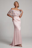 Off The Shoulder Blush Mermaid Long Floral Mother of the Bride Dress