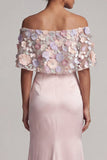 Off The Shoulder Blush Mermaid Long Floral Mother of the Bride Dress