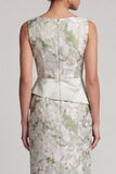 Light Green Sheath Floral Long Mother of the Bride Dress with Slit