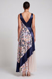 Blush Long A Line V-Neck Floral Long Mother of the Bride Dress