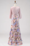 Blush Mermaid Floral Long Mother of the Bride Dress with Pockets