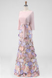 Blush Mermaid Floral Long Mother of the Bride Dress with Pockets