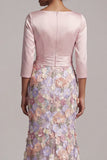 Blush Mermaid Floral Long Mother of the Bride Dress with Pockets