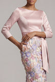 Blush Mermaid Floral Long Mother of the Bride Dress with Pockets