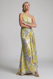One Shoulder Yellow Floral Mermaid Long Mother of the Bride Dress