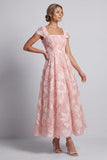 Blush A Line Beaded Square Neck Long Mother of the Bride Dress