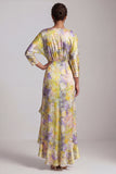 Yellow A Line V Neck Asymmetrical Mother Of the Bride Dress