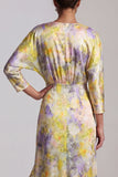 Yellow A Line V Neck Asymmetrical Mother Of the Bride Dress