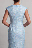 Blue Mermaid V-Neck Long Mother Of the Bride Dress with Slit