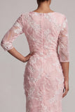 Blush Mermaid 3/4 Sleeves Long  Mother of the Bride Dress with Slit