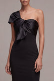 One Shoulder Mermaid Long Black Tie Dress