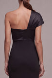 One Shoulder Mermaid Long Black Tie Dress