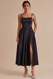 A Line Spaghetti Straps Midi Cocktail Dress with Slit