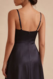 A Line Spaghetti Straps Midi Cocktail Dress with Slit