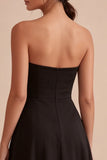Strapless A Line Simple Little Black Dress