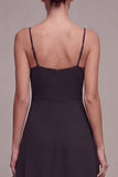 Black A Line Spaghetti Straps Midi Cocktail Dress with Ruffles