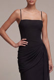 Sheath Ruched Spaghetti Straps Little Black Dress