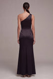Black One Shoulder Mermaid Long Evening Dress with Slit