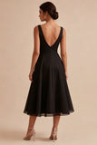 A Line V-Neck Elegant Little Black Dress