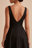 A Line V-Neck Elegant Little Black Dress