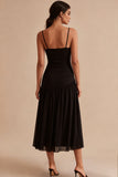 A Line Spaghetti Straps Ruched Little Black Dress