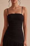 A Line Spaghetti Straps Ruched Little Black Dress