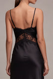 Black Mermaid Spaghetti Straps Midi Evening Dress with Lace