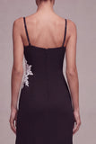 Black Mermaid Spaghetti Straps Long Evening Dress with Slit