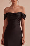 Black Off the Shoulder Mermaid Satin Evening Dress