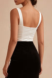 Mermaid Black and White Colorblock Square Neck Evening Dress with Slit