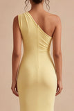 One Shoulder Mermaid Daffodil Long Evening Dress