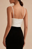 Mermaid Black and White Spaghetti Straps Evening Dress with Slit