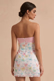 Sparkly Pink Strapless Bodycon Mini Graduation Dress with Sequins