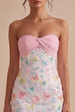 Sparkly Pink Strapless Bodycon Mini Graduation Dress with Sequins