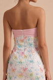Sparkly Pink Strapless Bodycon Mini Graduation Dress with Sequins