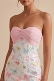 Sparkly Pink Strapless Bodycon Mini Graduation Dress with Sequins