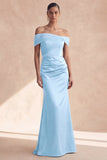 Olive Off The Shoulder Mermaid Ruched Long Bridesmaid Dress