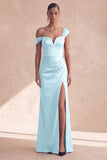 Burgundy Off the Shoulder Long Mermaid Evening Dress with Slit