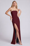 Black Strapless Mermaid 3D Flowers Long Evening Dress with Slit