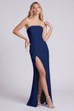 Black Strapless Mermaid 3D Flowers Long Evening Dress with Slit