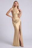 Black One Shoulder Mermaid Cut Out Long Evening Dress with Slit