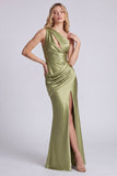 Black One Shoulder Mermaid Cut Out Long Evening Dress with Slit