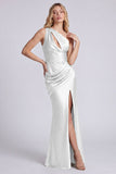 Black One Shoulder Mermaid Cut Out Long Evening Dress with Slit