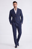 Beige 2 Piece Double Breasted Peak Lapel Men's Business Suits