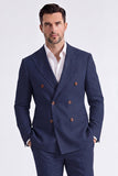 Beige 2 Piece Double Breasted Peak Lapel Men's Business Suits